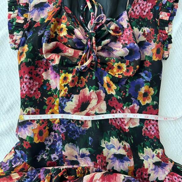 Vintage ARTWORK Floral fit and flare midi dress sweatheart neckline size 4 (XS) - Picture 2 of 7
